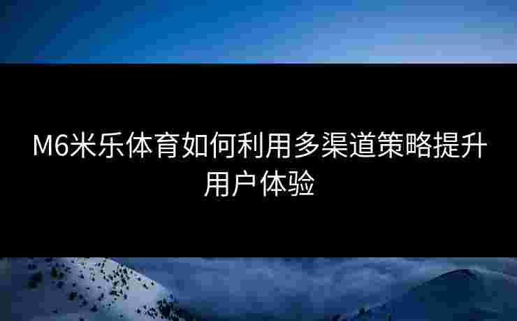 M6米乐体育如何利用多渠道策略提升用户体验
