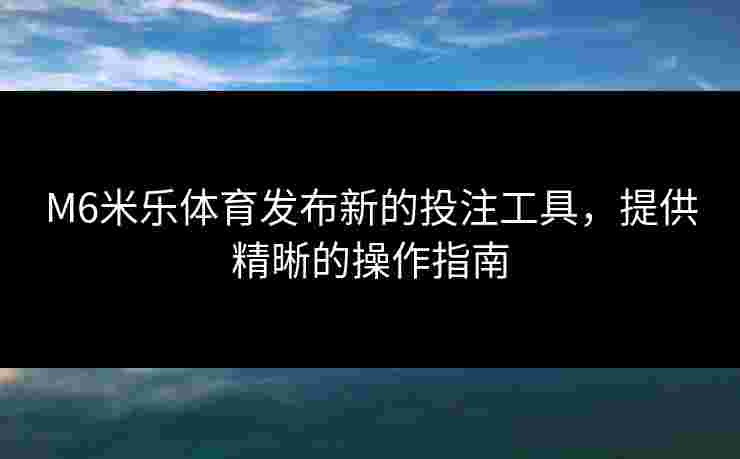 M6米乐体育发布新的投注工具，提供精晰的操作指南